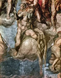 Sixtinische Kapelle: Das Jüngste Gericht, Detail von St. Bartholomäus mit seiner abgezogenen Haut, 1538-41